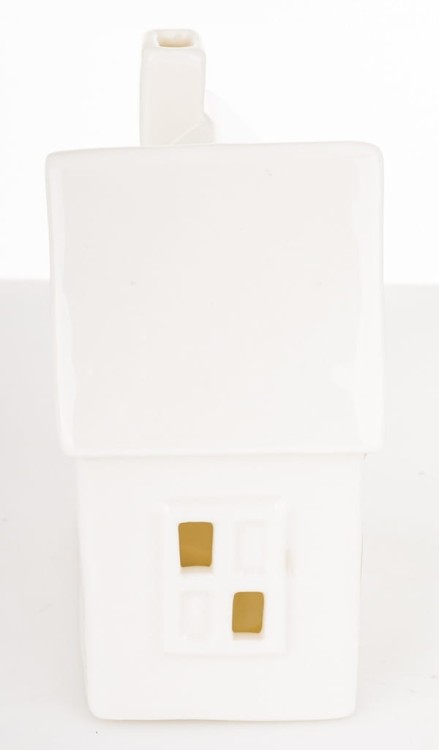 Domek LED Ceramiczny Biały 11,5x9,5x6 Dekoracja Świąteczna Figurka Prezent