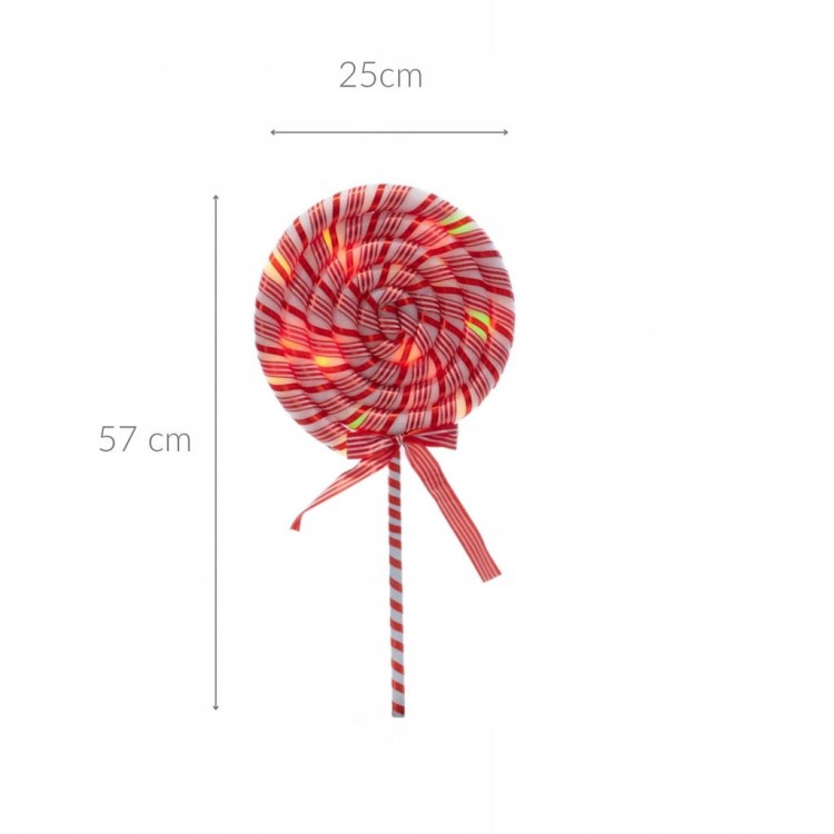 DEKORACJA ŚWIETLNA ŚWIĄTECZNA LIZAK LED OZDOBA 25 X 57 CM