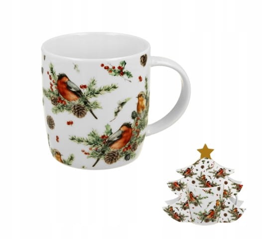 Kubek Świąteczny CHRISTMAS BIRDS w opakowaniu „Choinka” 400 ml