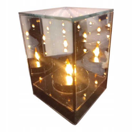 Lustrzany Znicz LED 3D 10x15 cm Lampion LED Kostka Znicz na Baterie