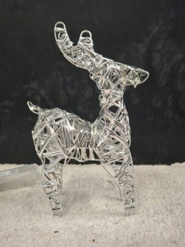 Renifer LED 21 cm srebrny - dekoracja świąteczna figurka 10 lampek LED