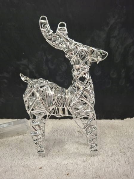 Renifer LED 21 cm srebrny - dekoracja świąteczna figurka 10 lampek LED
