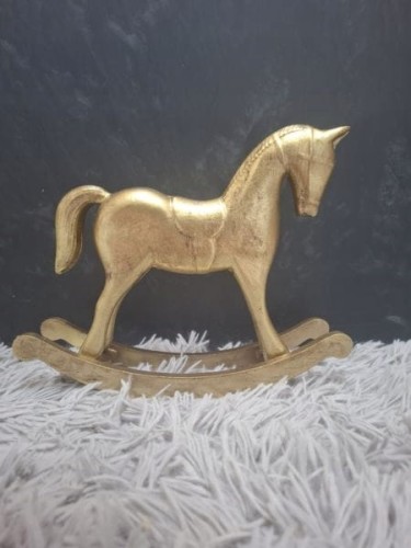 Figurka Drewniany konik na biegunach – złoty 11cm