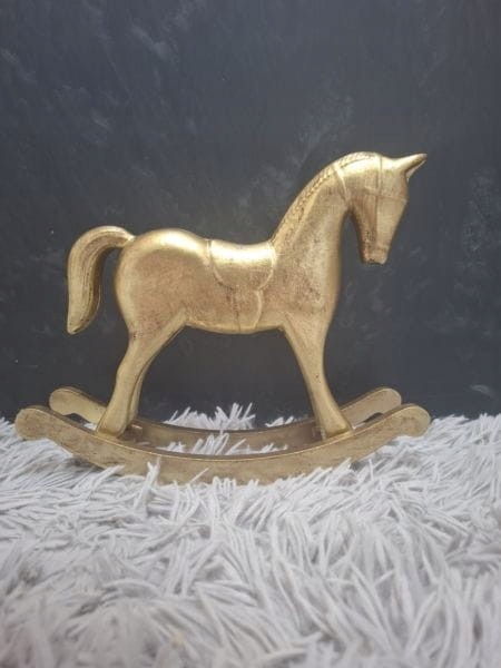 Figurka Drewniany konik na biegunach – złoty 11cm