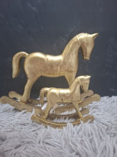 Figurka Drewniany konik na biegunach – złoty 11cm