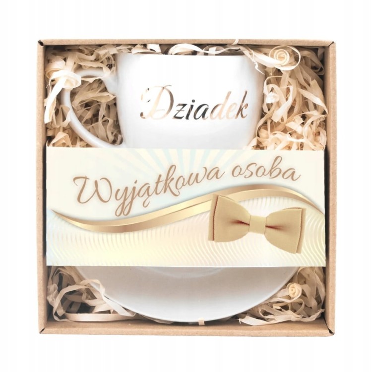 Filiżanka Dziadek Porcelanowa Złoty Napis Prezent w pudełku Dzień Dziadka
