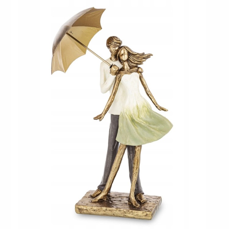 Figurka złota para pod parasolem zakochani walentynki 36,5cm