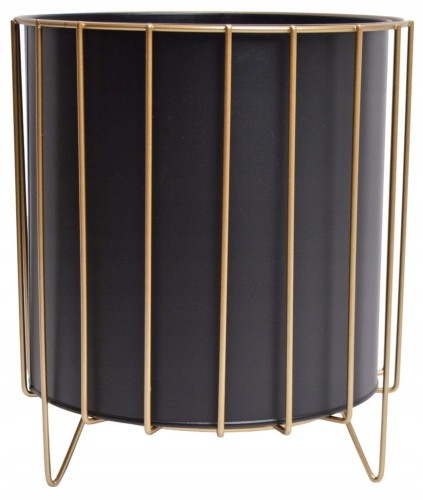 Duża osłonka metalowa czarna na złotym stelażu 27x23 cm – loft
