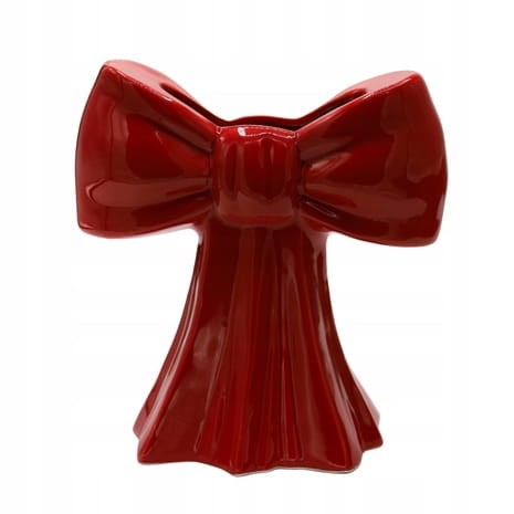 Wazon ceramiczny kokarda czerwony 20 cm ozdobny nowoczesna dekoracja